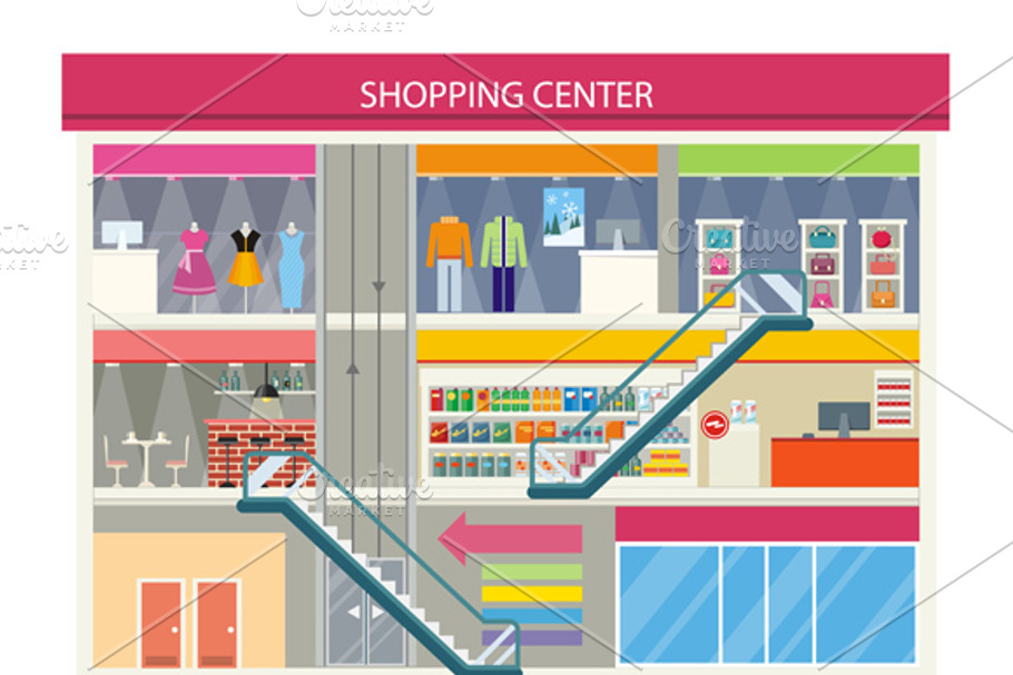 Shopping Center Buiding Design in Illustrations - product preview 8