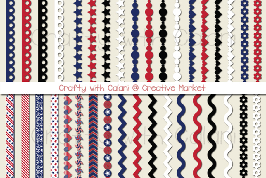 Patriotic Border Clipart Set in Illustrations - product preview 8