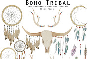 Boho Tribal Watercolor Elements