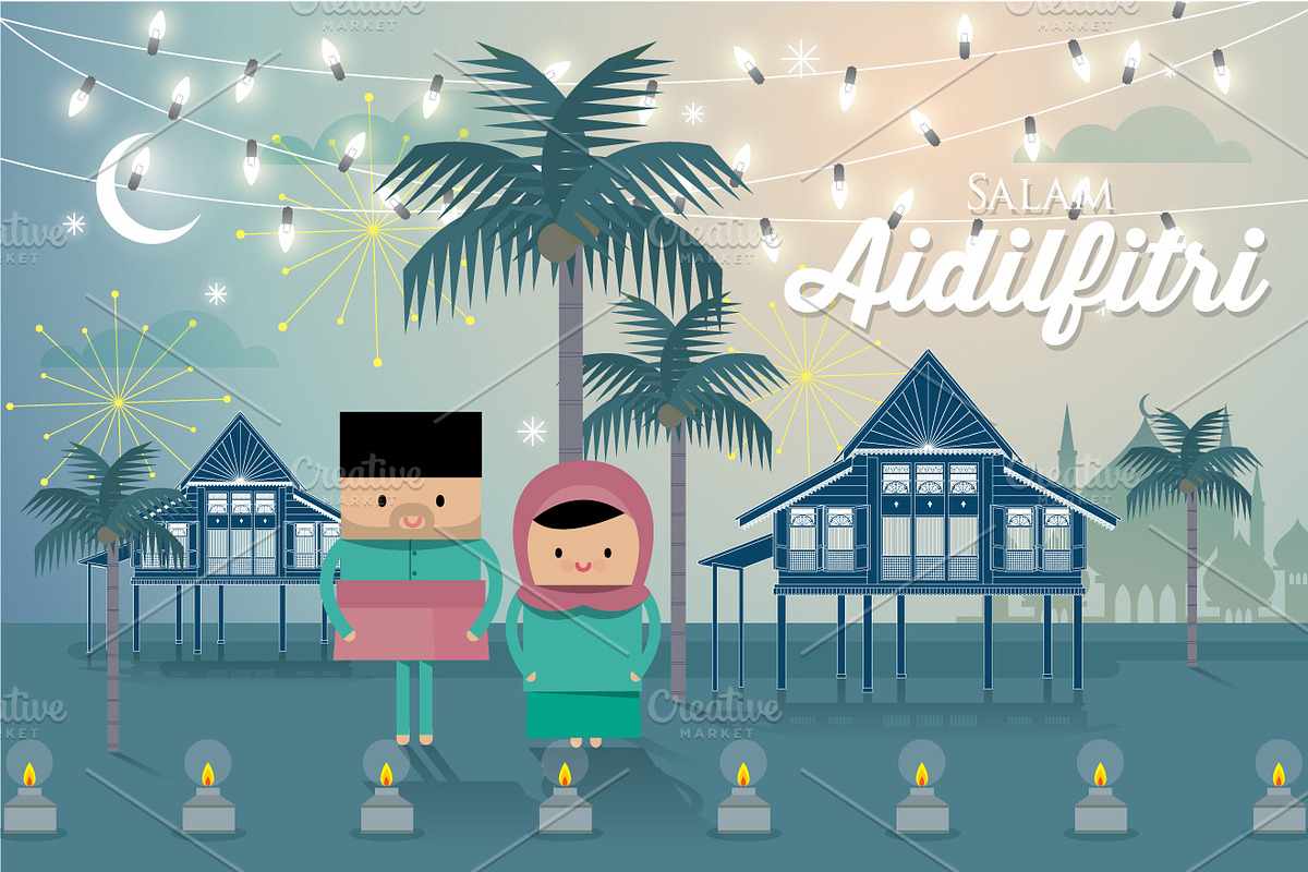 hari raya greeting template vector in Illustrations - product preview 8