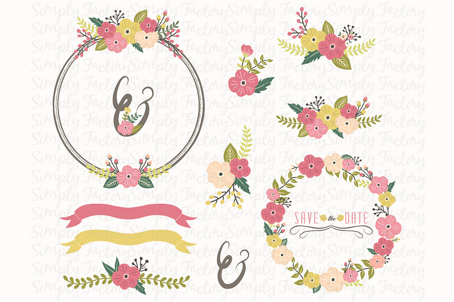 Vintage Floral Wreath Collections in Illustrations - product preview 8