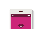Mobile interface pink heart icon