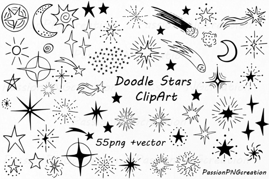 Doodle Stars Clipart