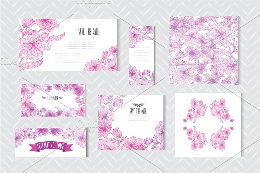 Violet Floral Cards
