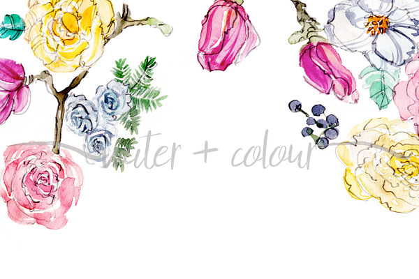 watercolor floral border