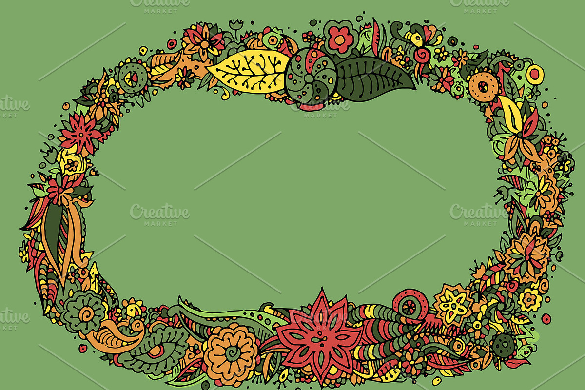 Flower frame. Hand drawn. Vector in Illustrations - product preview 8