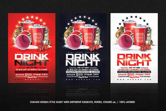 DRINK NIGHT Flyer Template in Templates - product preview 1