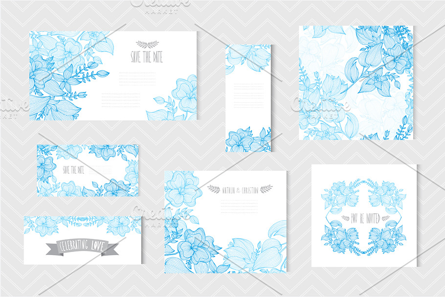 Blue Floral Cards