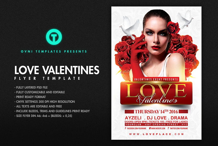 LOVE VALENTINES Flyer Template in Templates - product preview 8