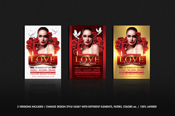 LOVE VALENTINES Flyer Template in Templates - product preview 1