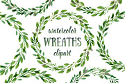 Botanical watercolor wreaths set