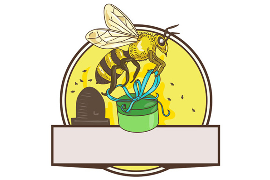 Bee Carrying Gift Box Skep Circle