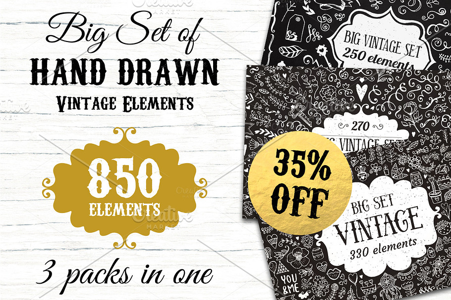 850 elements - Big Vintage Bundle in Objects - product preview 8