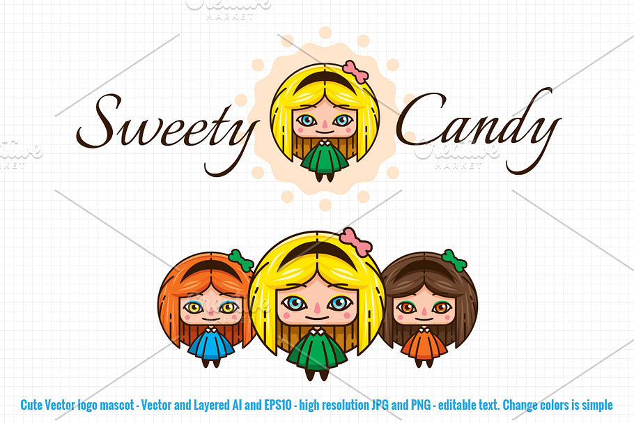 Sweety Candy Clip Art Logo Mascot in Logo Templates - product preview 8