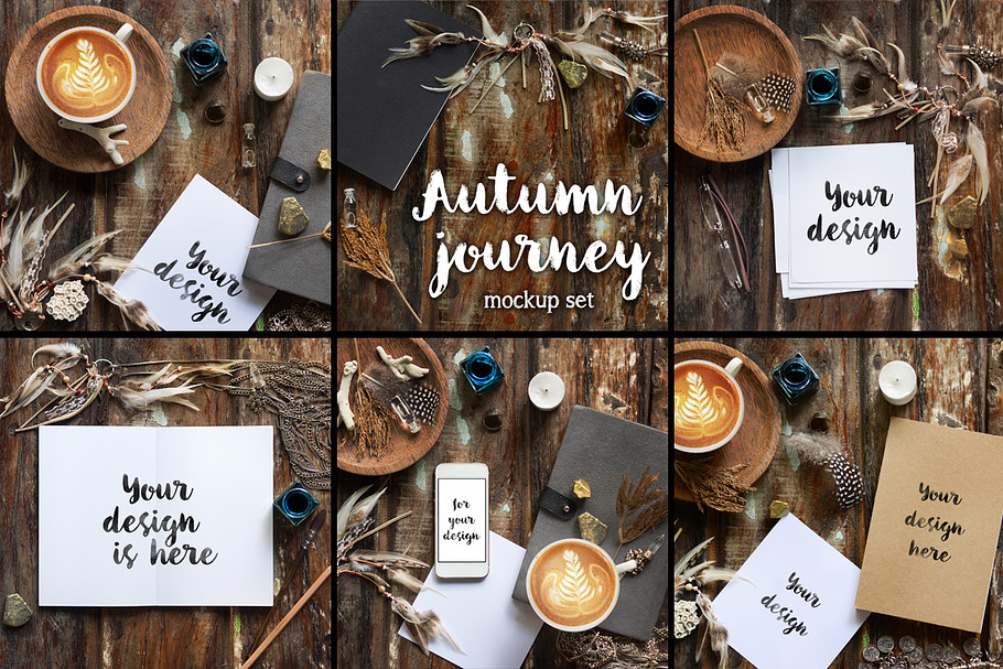 Autumn Journey. 6 Rustic mockups.