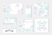 Blue Green Floral Cards