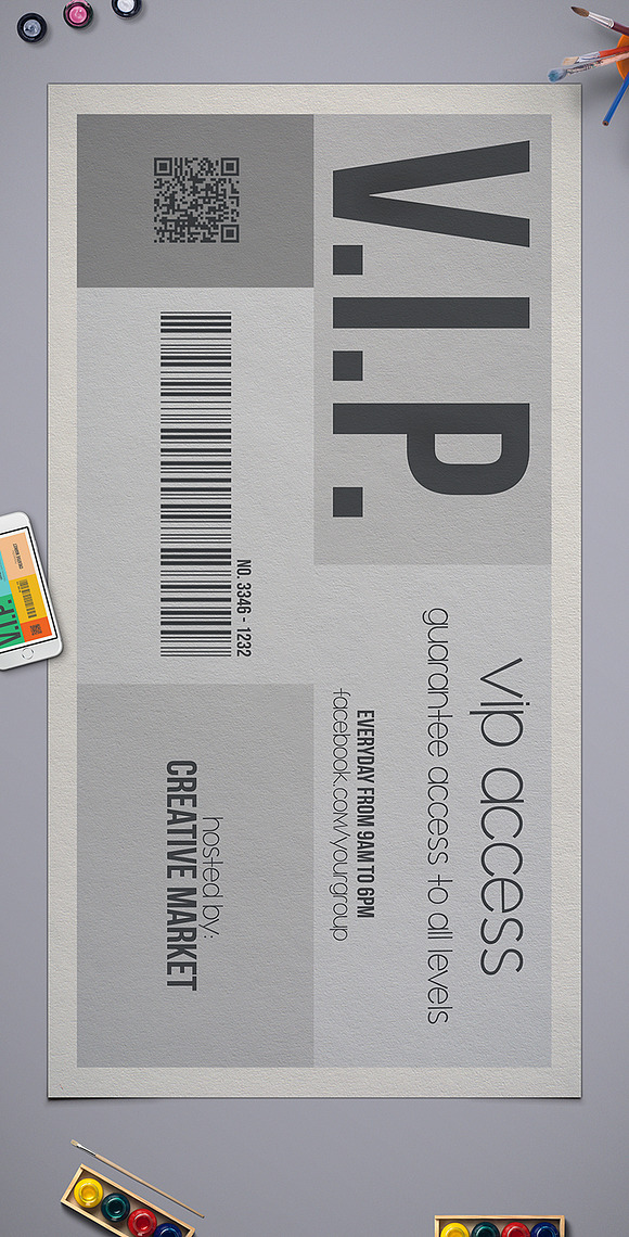 Metro Style Vip Pass Template in Card Templates - product preview 2