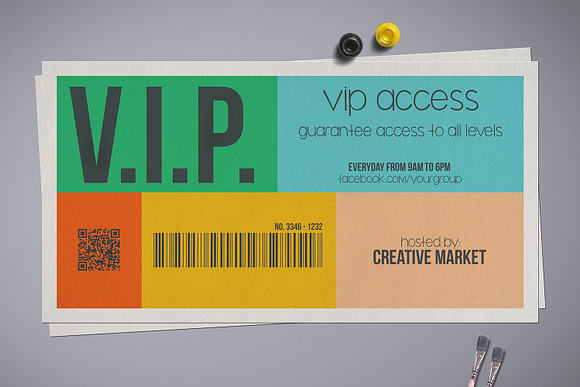 Metro Style Vip Pass Template in Card Templates - product preview 4