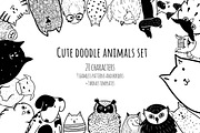 Cute doodle animals set