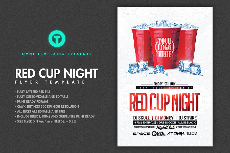 RED CUP Night Flyer Template