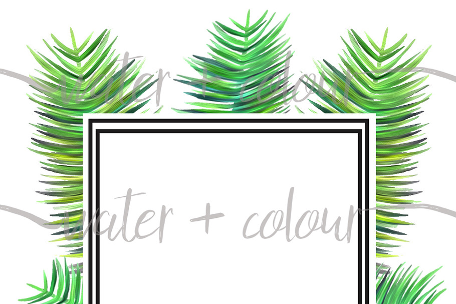 painted tropical palm leaves border in Templates - product preview 8