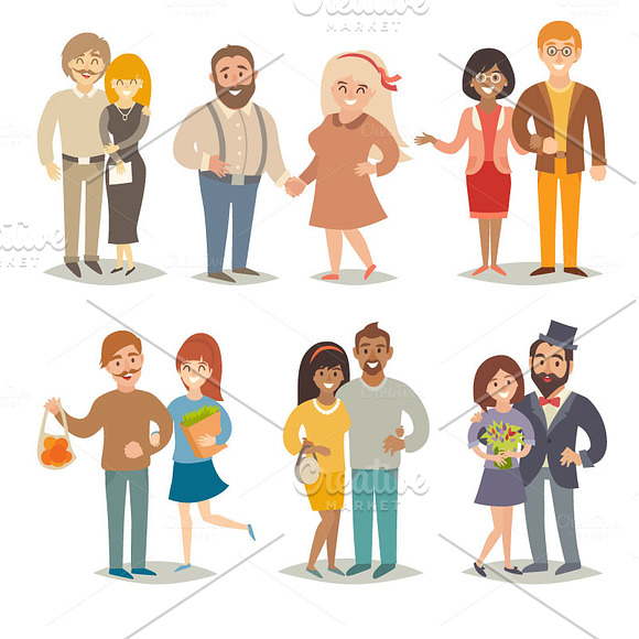 Family couples young people in Illustrations - product preview 1