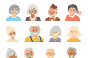 Old people icons vector set