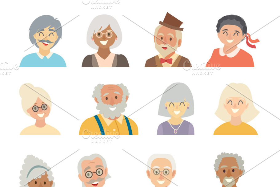 Old people icons vector set in Illustrations - product preview 8
