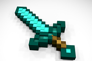 Minecraft Diamond Sword - Full 3D