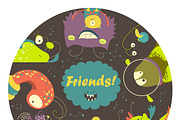 Cartoon alien monsters friends