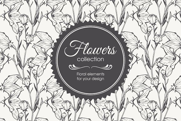 Linear vector flowers set in Illustrations - product preview 2