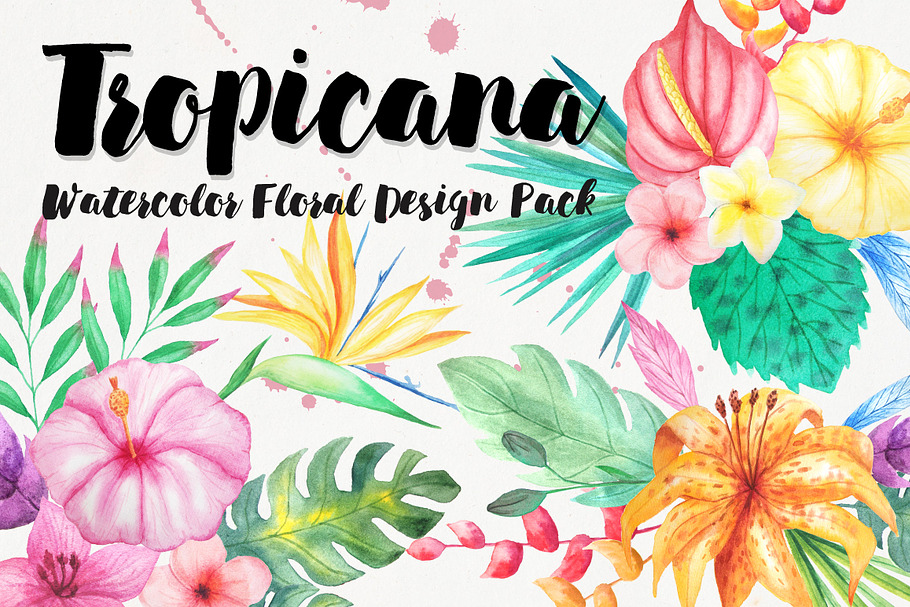 Watercolor Tropical Floral Pack