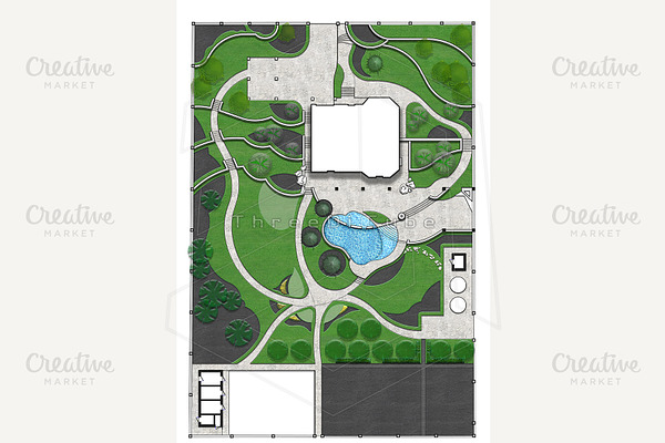 Landscaping master plan, 3d render