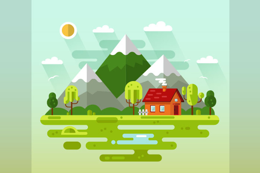 Flat Nature Summer Landscape in Illustrations - product preview 8