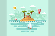  Vacation on Tropical Island Vector