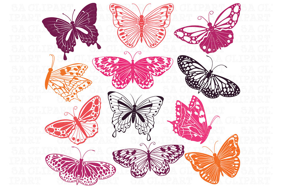 12 Butterfly Clip Art