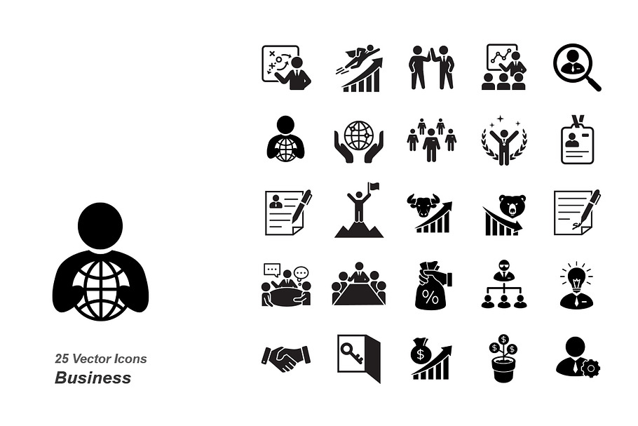 Business glyph vector icons