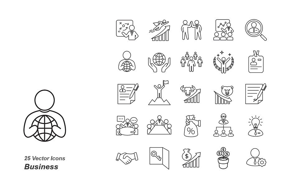 Business outlines vector icons