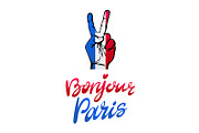 Bonjour Paris card. hand victory