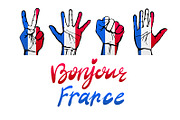 Bonjour France card. hand sign