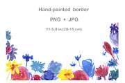 Watercolor floral border Joy
