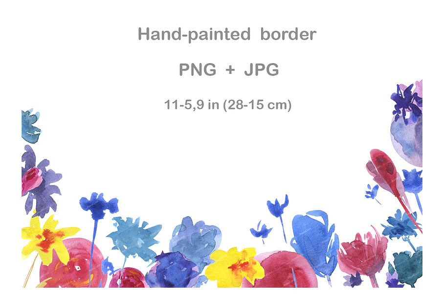 Watercolor floral border Joy