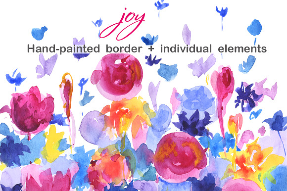 Watercolor floral border Joy in Illustrations - product preview 2