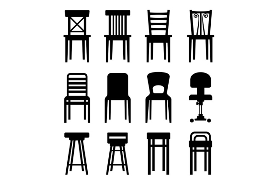 Chairs Set in Icons - product preview 8