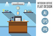 Interior Office Room Flat Design