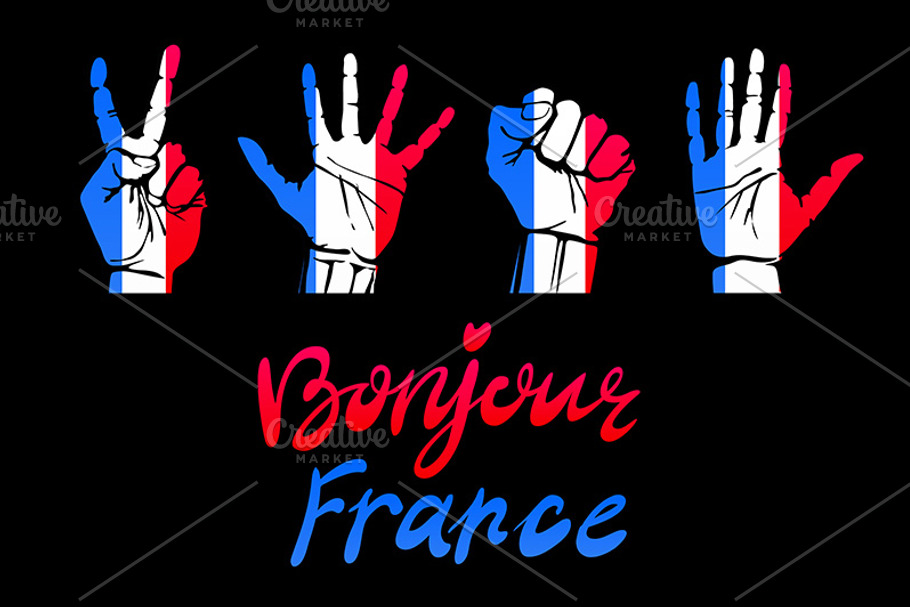 Bonjour France card. hand sign in Graphics - product preview 8
