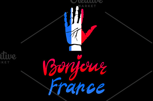Bonjour France card. hand sign in Graphics - product preview 1