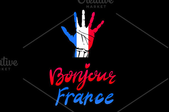 Bonjour France card. hand sign in Graphics - product preview 3
