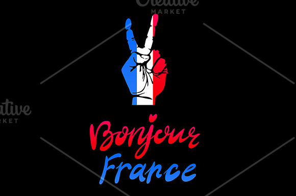Bonjour France card. hand sign in Graphics - product preview 4
