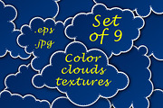 Set of color clouds textures